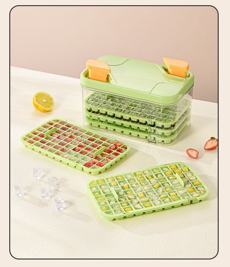 Large Capacity Ice Cube Tray with Storage Bin