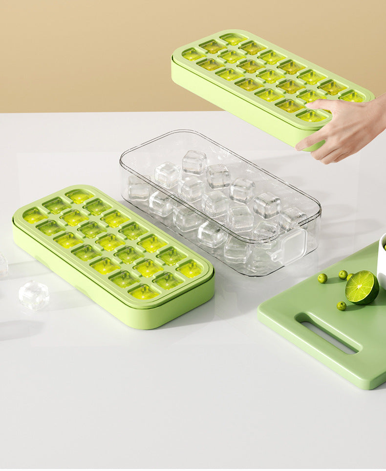 21-Grid Press Ice Cube Tray with Lid and Storage Container