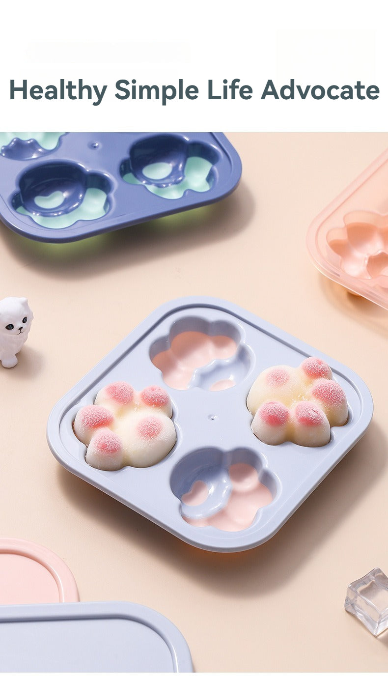 Cat Paw Silicone Ice Cube Tray with Lid