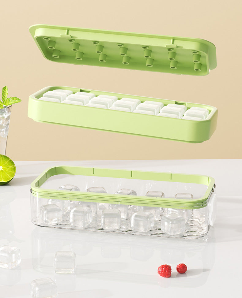 21-Grid Press Ice Cube Tray with Lid and Storage Container