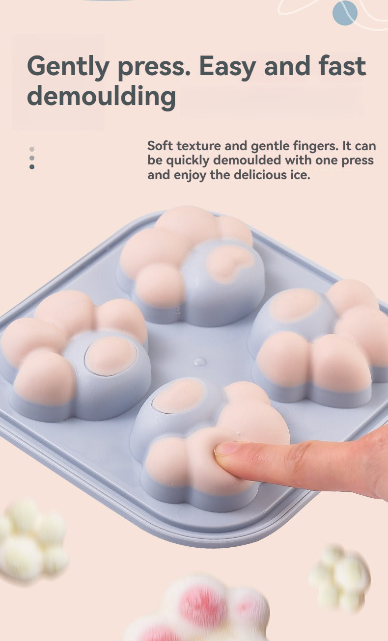 Cat Paw Silicone Ice Cube Tray with Lid