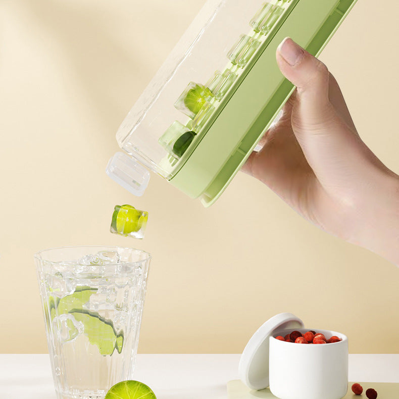 21-Grid Press Ice Cube Tray with Lid and Storage Container