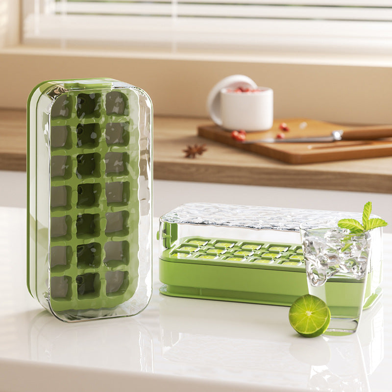 21-Grid Press Ice Cube Tray with Lid and Storage Container
